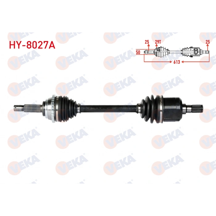 KOMPLE AKS SOL ON ABSLI 29 DIS UZUNLUK 613mm HYUNDAI ACCENT ADMIRE 1.3 - 1.5 - 1.6 2003-2006/ ACCENT MILENIUM 1.3 - 1.5 - 1.6 2000-2003