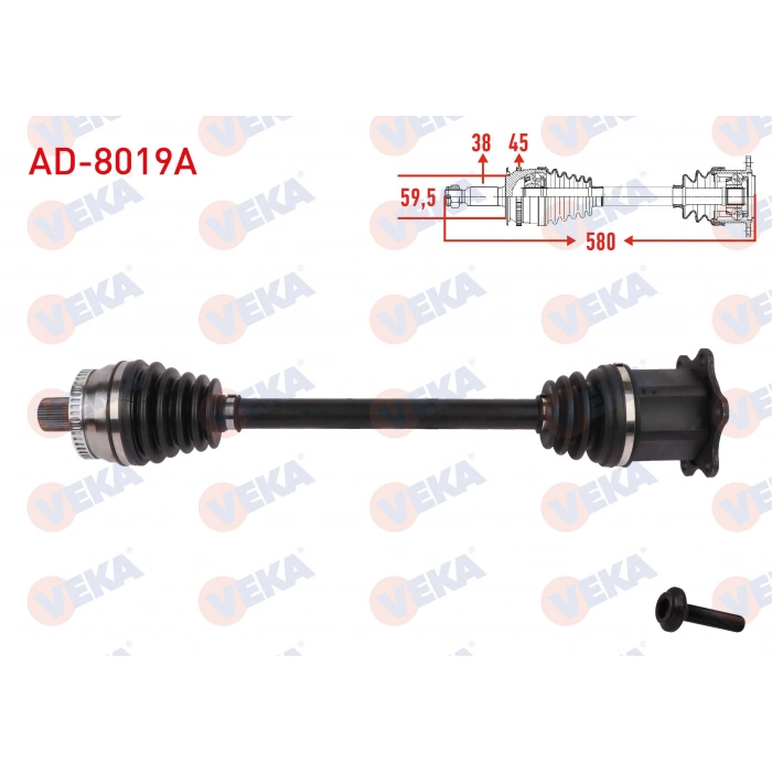 KOMPLE AKS SOL ON ABSLI 45 DIS UZUNLUK 580mm AUDI A4 (8EC) 2.0 TFSI QUATTRO 2004-2008