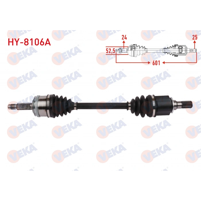 KOMPLE AKS SOL ON ABSLI 48 DIS UZUNLUK 601mm HYUNDAI I10 (PA) 1.2i A-T 2008-2013