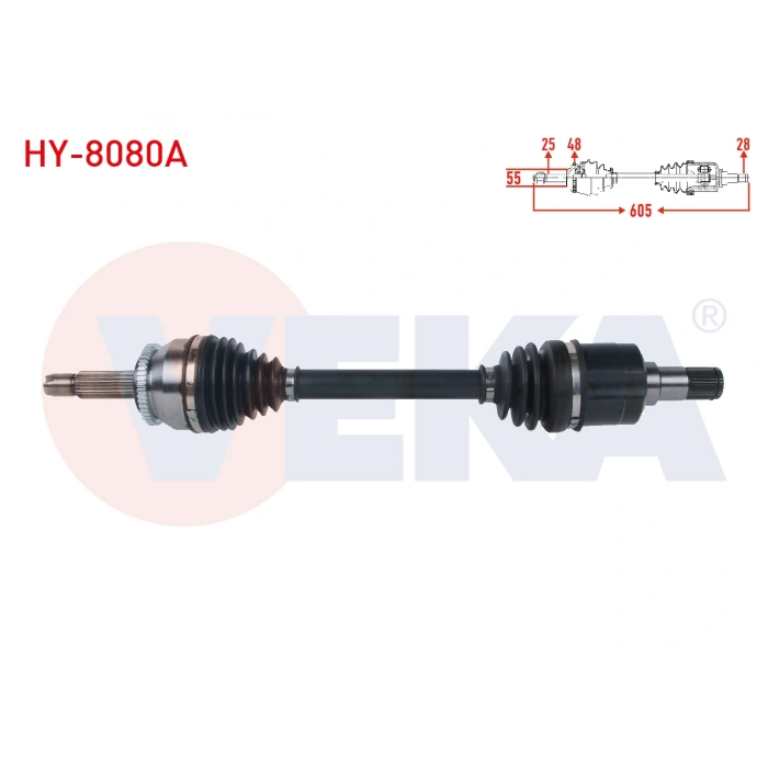 KOMPLE AKS SOL ON ABSLI 48 DIS UZUNLUK 605mm HYUNDAI ACCENT BLUE 1.6 CRDI 7 ILERI A-T 2012-