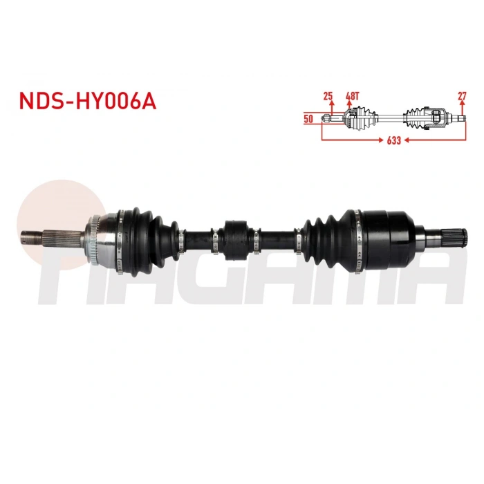 KOMPLE AKS SOL ON ABSLI 48 DIS UZUNLUK 633mm HYUNDAI ACCENT ERA 1.5 CRDI 2006-2012