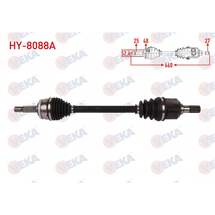 KOMPLE AKS SOL ON ABSLI 48 DIS UZUNLUK 650mm HYUNDAI I20 1.4 CRDI A-T/M-T 2015-