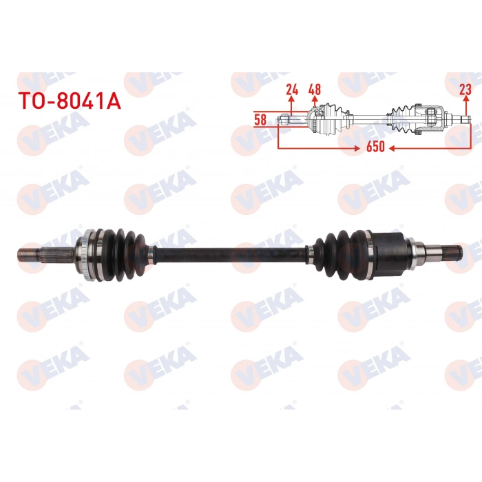 KOMPLE AKS SOL ON ABSLI 48 DIS UZUNLUK 650mm TOYOTA YARIS 1.0 - 1.4 D-4D 2003-2005 / YARIS VERSO 1.3 1999-2005