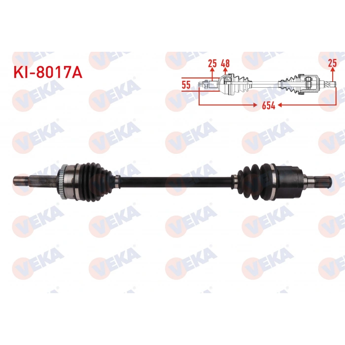 KOMPLE AKS SOL ON ABSLI 48 DIS UZUNLUK 654mm KIA RIO III (UB) 1.2 CVVT 2014-2017