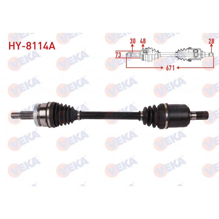 KOMPLE AKS SOL ON ABSLI 48 DIS UZUNLUK 671mm HYUNDAI TUCSON 2.0 CRDI HYBRID A-T 2015-2020 / KIA SPORTAGE IV 2.0 CRDI A-T 2018-2022