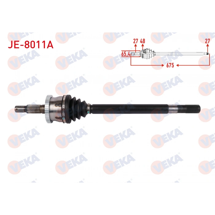 KOMPLE AKS SOL ON ABSLI 48 DIS UZUNLUK 675mm JEEP GRAND CHEROKEE II 2.7 CRD - 3.1 TD - 4.7 V8 4X4 A-T/M-T 1999-2005