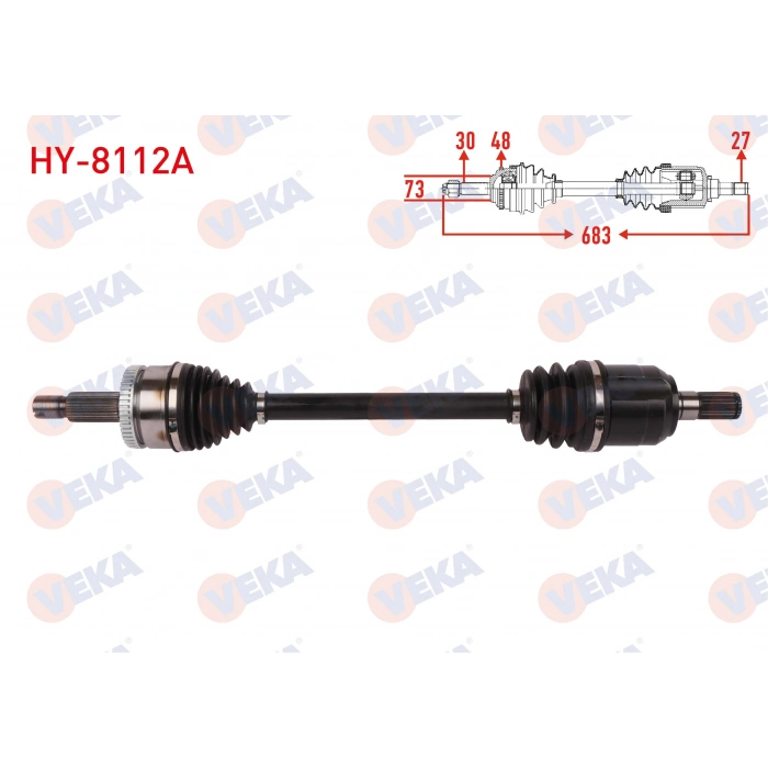 KOMPLE AKS SOL ON ABSLI 48 DIS UZUNLUK 683mm HYUNDAI TUCSON 1.6 GDI A-T 2015-2020