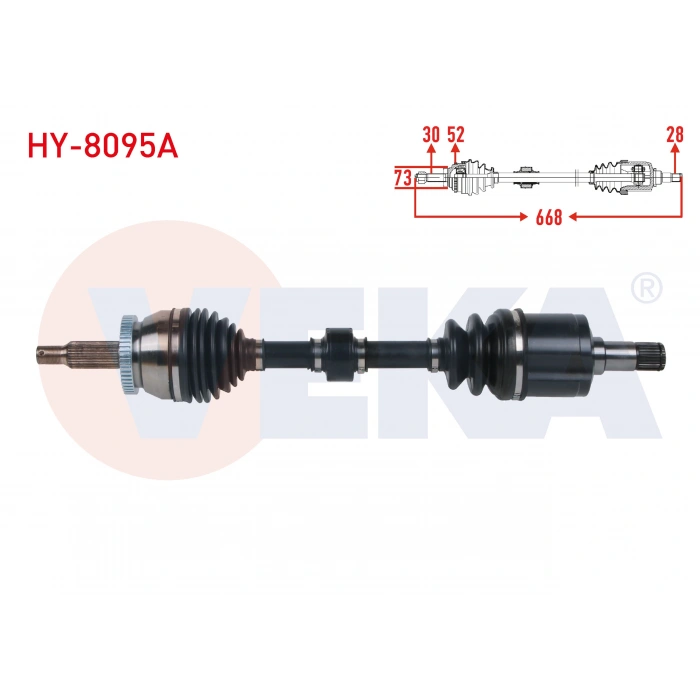 KOMPLE AKS SOL ON ABSLI 52 DIS UZUNLUK 668mm HYUNDAI SANTA FE (CM) 2.2 CRDI A-T 2006-2012