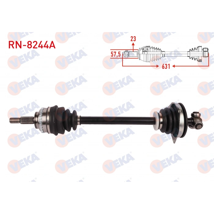 KOMPLE AKS SOL ON ABSLI UZUNLUK 631mm RENAULT CLIO II 1.5 DCI M-T 2001-2005 / KANGOO 1.5 DCI 2001-