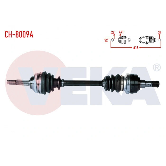 AKS KAFASI SOL-SAG ON DIS CHEVROLET KALOS (T200) 1.4 ABSLI 47 DIS 22X22X52 UZUNLUK 150 mm 2003-2008