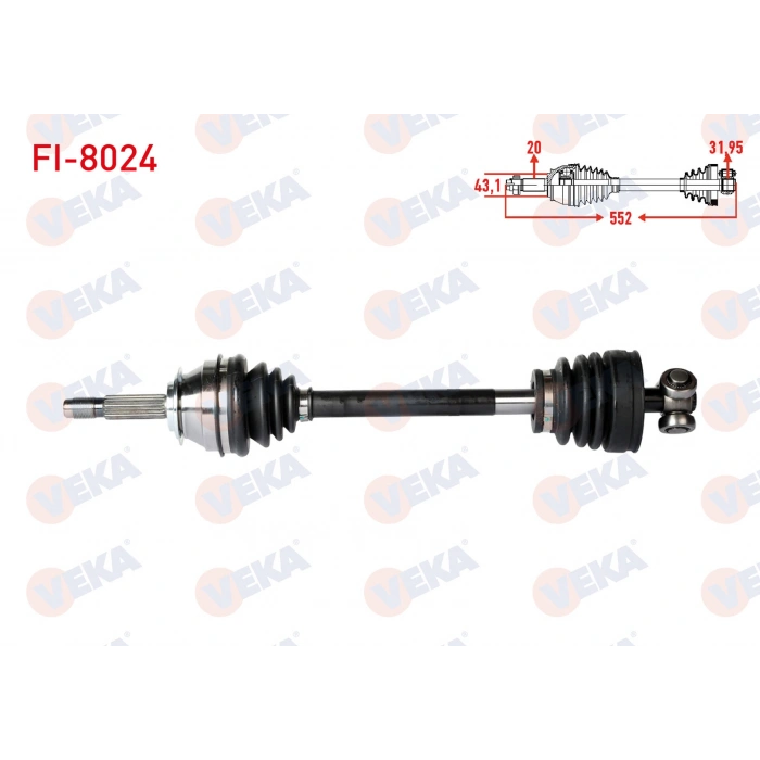 KOMPLE AKS SOL ON FIAT UNO 70 1.4i UZUNLUK 552 mm 1994-2000