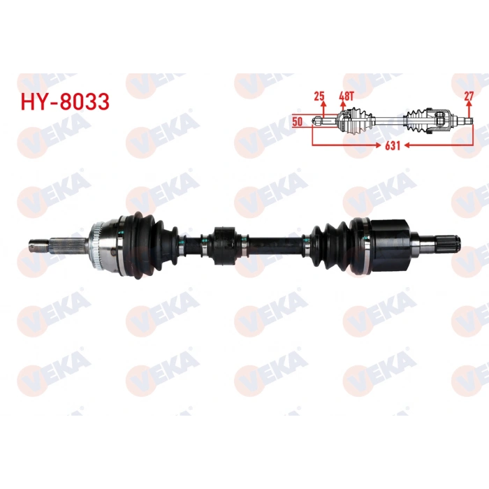 KOMPLE AKS SOL ON HYUNDAI GETZ (TB) 1.5 CRDI ABSLI 48 DIS UZUNLUK 631mm 2002-2008