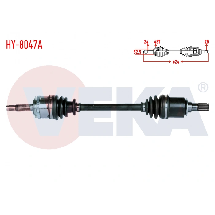 KOMPLE AKS SOL ON HYUNDAI I10 (PA) 1.1i 12v M-T ABSLI 48 DIS UZUNLUK 624mm 2008-2013