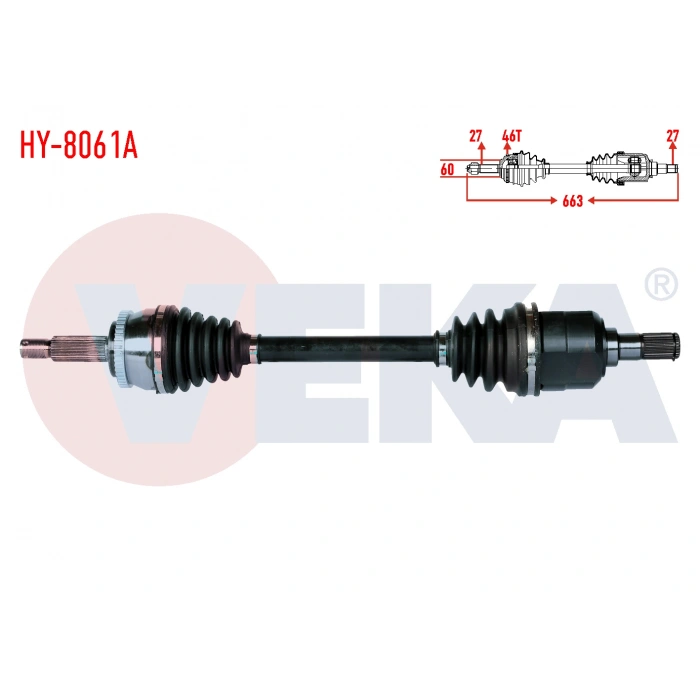 KOMPLE AKS SOL ON HYUNDAI I30 (FD) 1.6 CRDI M-T ABSLI 46 DIS UZUNLUK 663mm 2007-2011