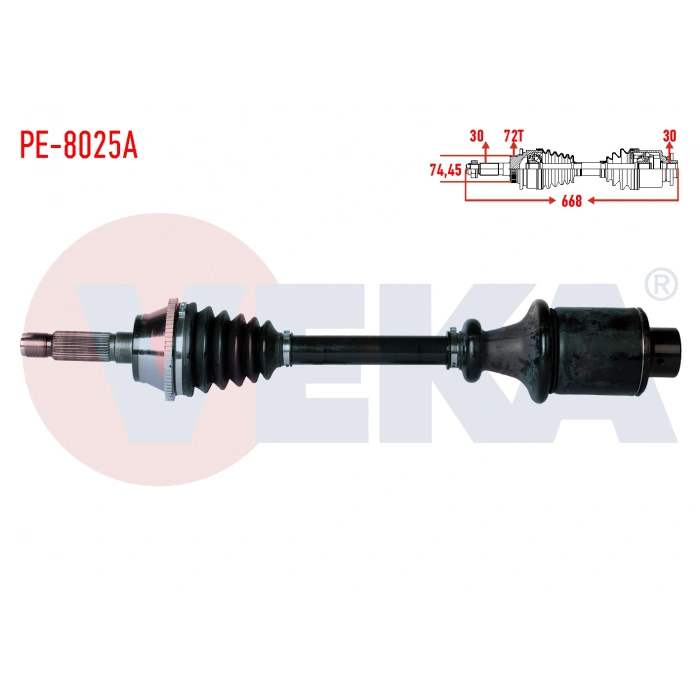 KOMPLE AKS SOL ON KARSAN PREMIER 2.8 D ABSLI 72 DIS UZUNLUK 668mm 2007-2010