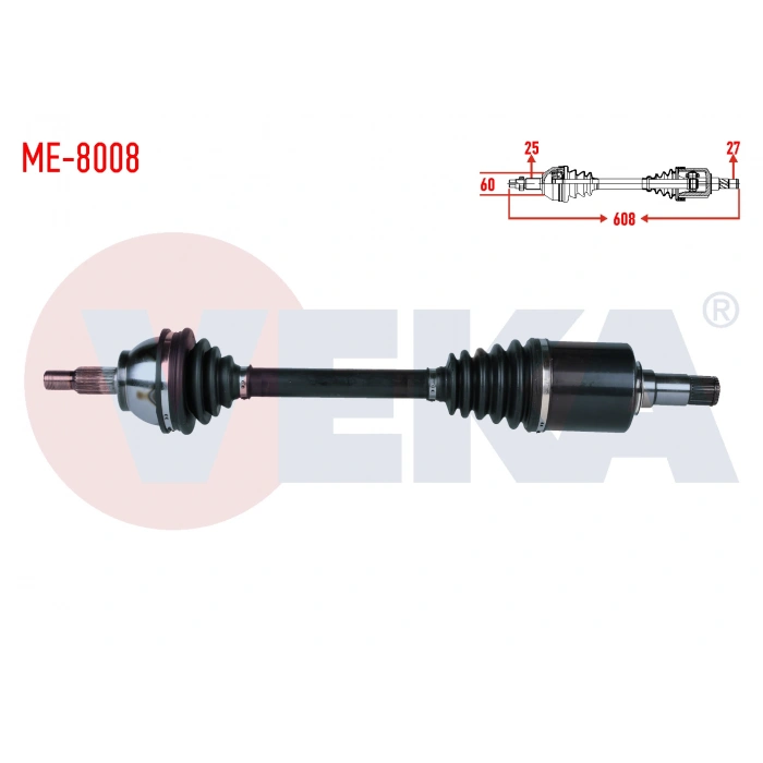 KOMPLE AKS SOL ON MERCEDES A SERISI (W169) A 150 A-T UZUNLUK 608mm 2004-2012