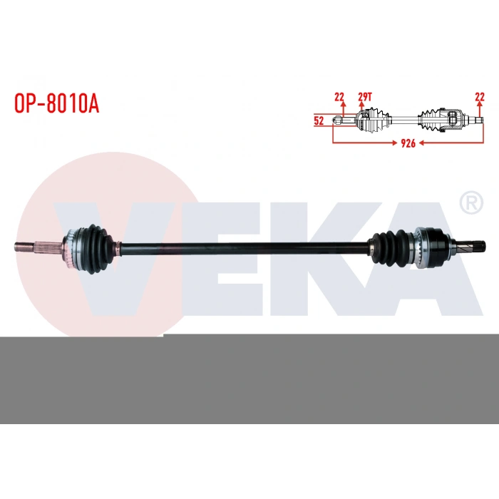 KOMPLE AKS SAG ON UZUNLUK 926mm ABSLI 29 DIS OPEL ASTRA F 1.4, 1.6 1991-2005 / COMBO 1.4, 1.7 D 1994-2001 / CORSA B 1.2, 1.4 1993-2002 / VECTRA A 1.6 1988-1995