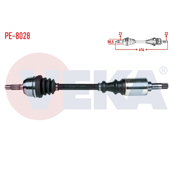 KOMPLE AKS SOL ON PEUGEOT 106 I (1A,1C) 1.4 UZUNLUK 614mm 1991-1996