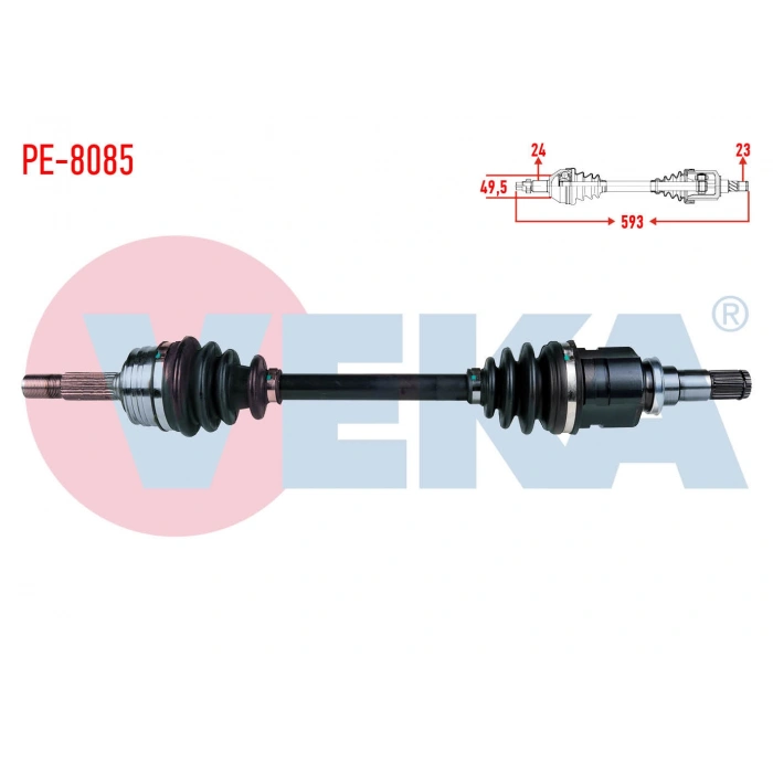 KOMPLE AKS SOL ON PEUGEOT 107 1.4 HDI UZUNLUK 593mm 2005-