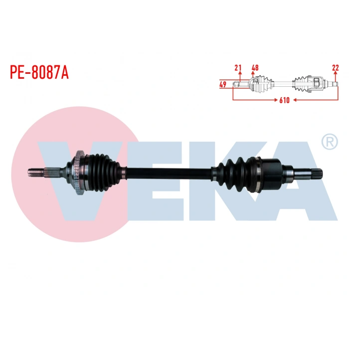 KOMPLE AKS SOL ON PEUGEOT 206+ 1.4 HDI ABSLI 48 DIS UZUNLUK 610 mm 2009-