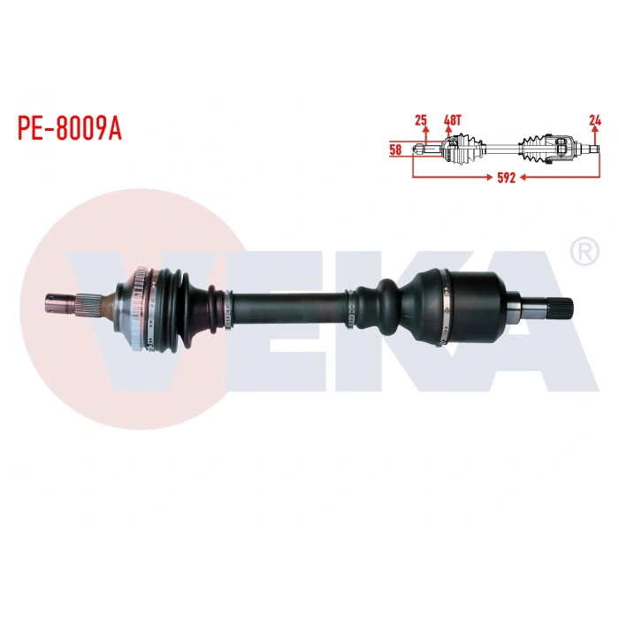 KOMPLE AKS SOL ON PEUGEOT 206 (2A/C) 2.0i GTI ABSLI 48 DIS UZUNLUK 592mm 1998-2006