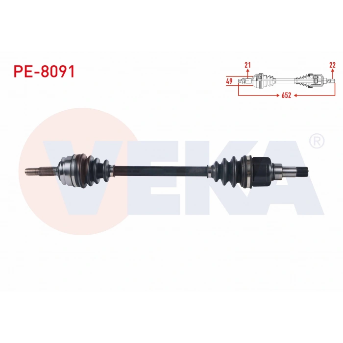 KOMPLE AKS SOL ON PEUGEOT 208 1.2 UZUNLUK 652 mm 2012-