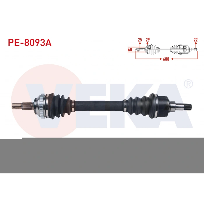 KOMPLE AKS SOL ON PEUGEOT 306 (7B,N3,N5) 1.6i M-T ABSLI 29 DIS UZUNLUK 608 mm 1993-2002