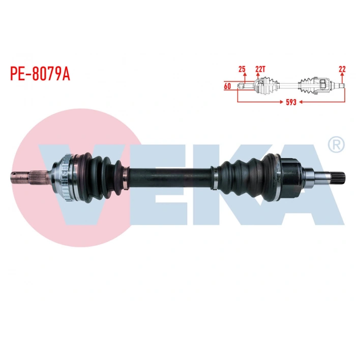 KOMPLE AKS SOL ON PEUGEOT PARTNER (5,5F) 1.4i ABSLI 29 DIS UZUNLUK 593mm 1996-2008