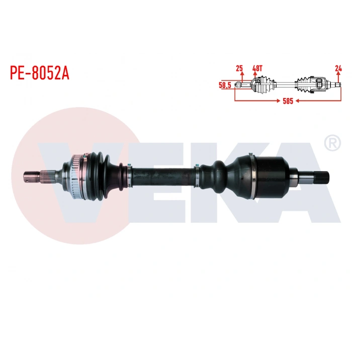 KOMPLE AKS SOL ON PEUGEOT PARTNER (ORTA KASA) 1.6 HDI ABSLI 48 DIS UZUNLUK 585mm 2003-2008