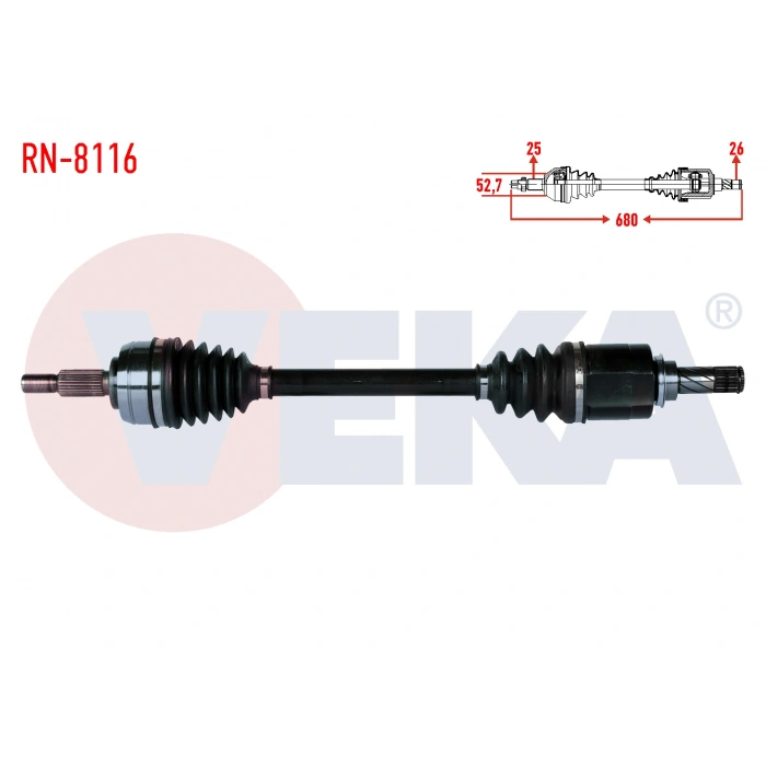 KOMPLE AKS SOL ON RENAULT FLUENCE (L30) 1.5 DCI 6 VITES UZUNLUK 680mm 2009-