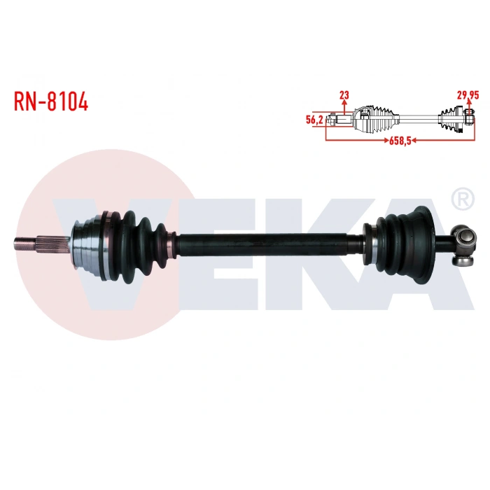 KOMPLE AKS SOL ON RENAULT LAGUNA I (B56-556) 2.0i 16v (N7Q MOTOR) A-T/M-T UZUNLUK 658,5 mm 1993-2001