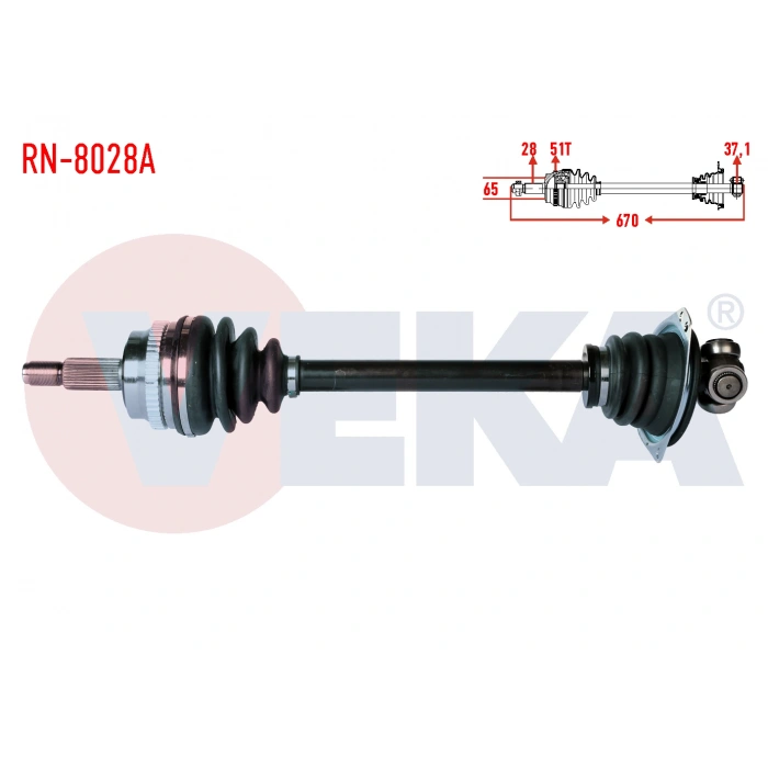 KOMPLE AKS SOL ON RENAULT MASTER II (FD) 2.5 D S8U ABSLI 51 DIS UZUNLUK 670 mm 1998-2010