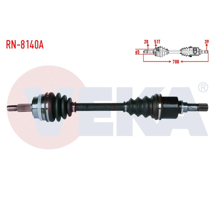 KOMPLE AKS SOL ON RENAULT MASTER II (FD) 2.5 DCI ABSLI 51 DIS 28X39 UZUNLUK 700mm 2006-2010