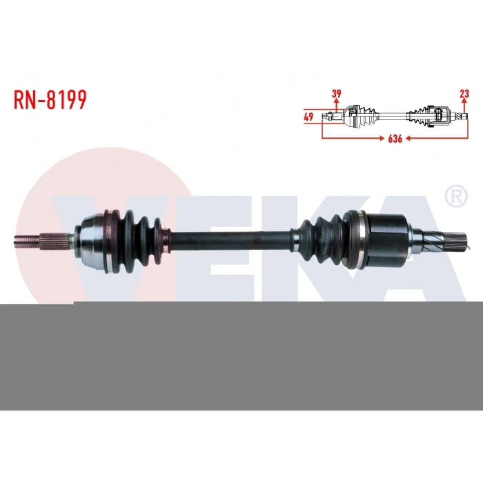 KOMPLE AKS SOL ON RENAULT MEGANE II (BM0/1,CM0/1) 2.0 M-T UZUNLUK 636mm 2002-2008
