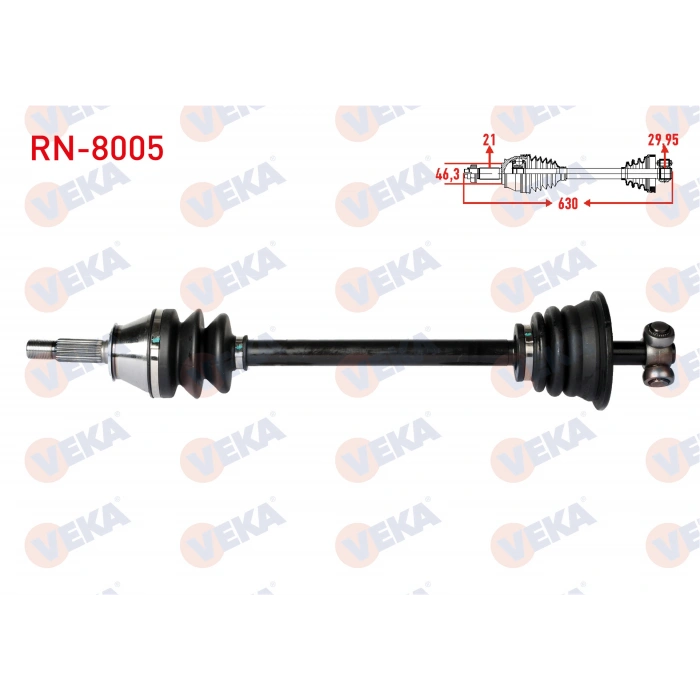 KOMPLE AKS SOL ON RENAULT R9 (L42) 1.4 UZUNLUK 632,7 mm 1985-2000