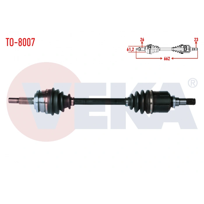 KOMPLE AKS SOL ON TOYOTA COROLLA (E15_) 1.6 VVT-I UZUNLUK 662mm 2007-2012