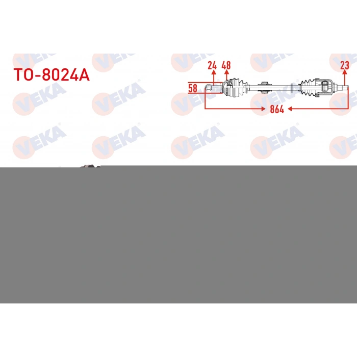 KOMPLE AKS SOL ON TOYOTA VERSO (ZER_, ZZE12_, R1_) 1.6 A-T/M-T ABSLI 48 DIS UZUNLUK 650mm 2004-2009