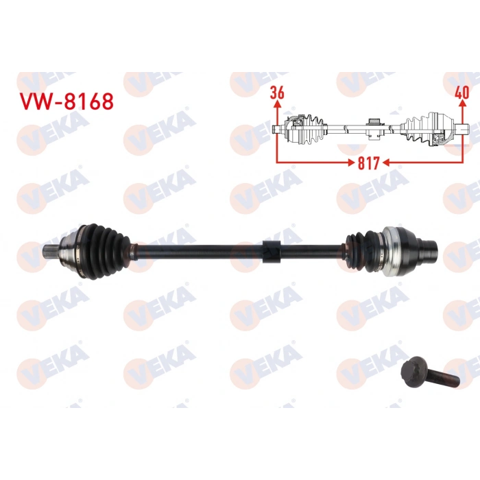 KOMPLE AKS SAG ON UZUNLUK 817mm VOLKSWAGEN GOLF 2017-2020 / T-ROC 2019- / SKODA OCTAVIA 2017-2020 / 1.5 TSI