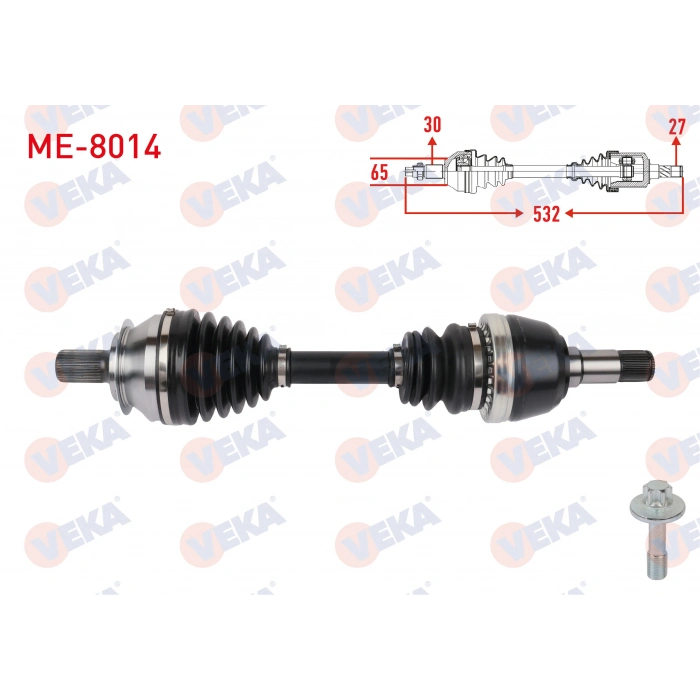 KOMPLE AKS SOL ON UZUNLUK 532mm MERCEDES A SERISI (W176) A80 CDI - A200 CDI - A200 2012- / B SERISI (W246) B180 - B180 CDI -B200 2011- / CLA COUPE (C117) CLA180 CDI - CLA 200 2013-