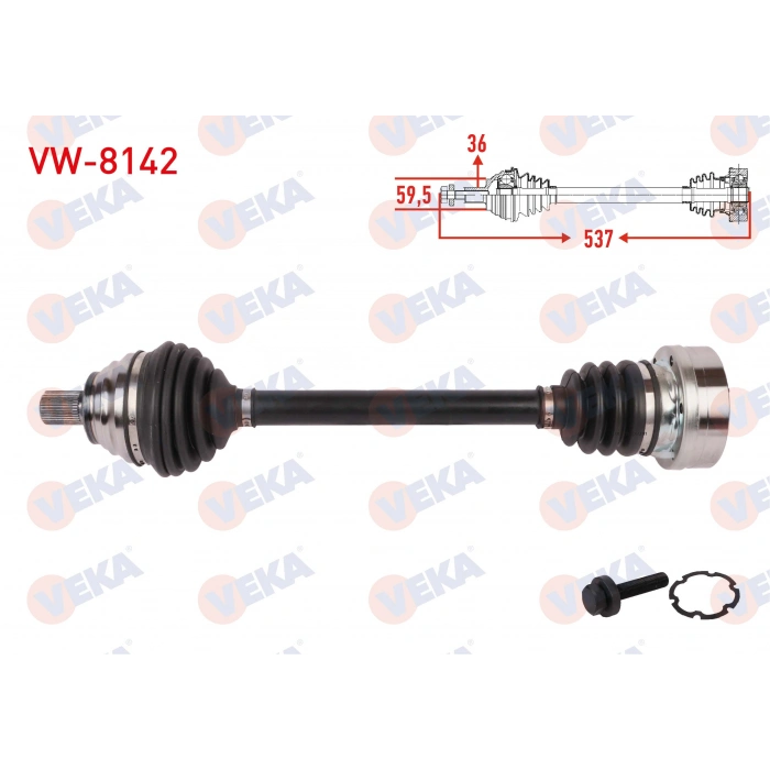 KOMPLE AKS SOL ON UZUNLUK 537mm VOLKSWAGEN JETTA IV 1.2 TSI 6MT 2014-2017 / BEETLE 1.2 TSI 6MT 2011-2019
