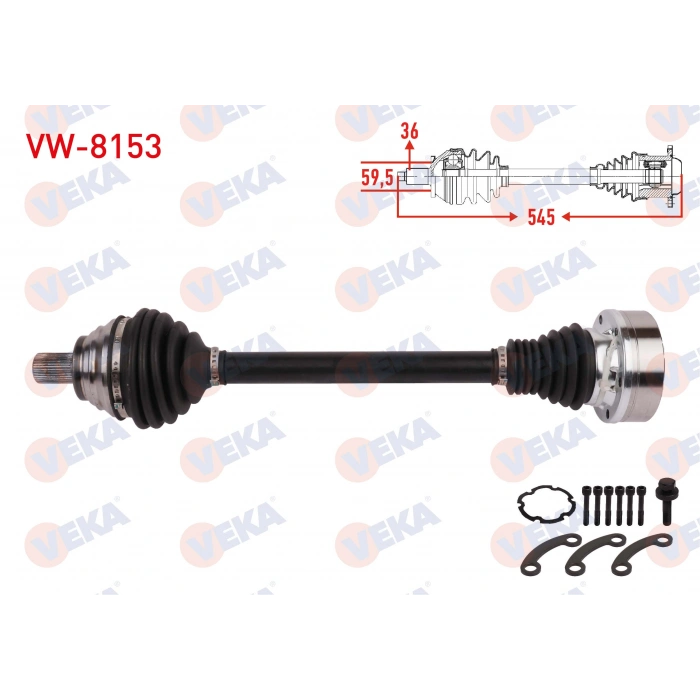 KOMPLE AKS SOL ON UZUNLUK 545mm VOLKSWAGEN JETTA IV 1.2 TSI / 1.4 TSI 2010-2017