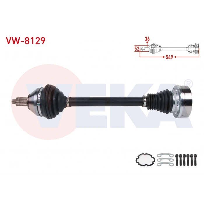 KOMPLE AKS SOL ON UZUNLUK 549mm VOLKSWAGEN POLO (6R) 1.4 TDI M-T 2014-/ SKODA FABIA (NJ3) 1.4 TDI M-T 2014-/ RAPID 1.4 TDI M-T 2013-/ SEAT IBIZA IV (6J5) 1.4 TDI M-T 2015-