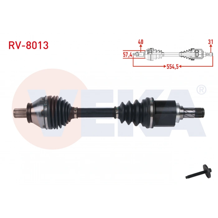 KOMPLE AKS SOL ON UZUNLUK 554,5mm LAND ROVER FREELANDER II 2.2 TD4 6 M-T 2006-2014