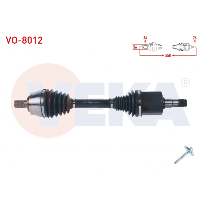 KOMPLE AKS SOL ON UZUNLUK 558mm VOLVO V40 T3 A-T 2015-