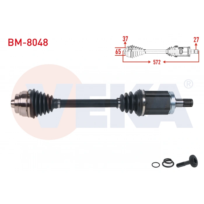 KOMPLE AKS SOL ON UZUNLUK 572mm BMW 5 SERISI GRAN TURISMO (F07) 530D - 535D A-T 2010-2017 / 7 SERISI (F01) 730D - 740 D - 750 i A-T 2009