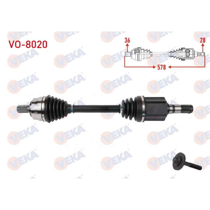 KOMPLE AKS SOL ON UZUNLUK 578mm VOLVO V40 COUNTRY T4 1.6 DIZEL BENZINLI A-T 2014-