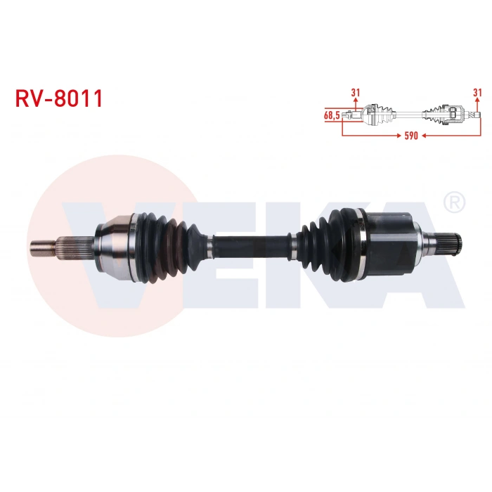 KOMPLE AKS SOL ON UZUNLUK 590mm LAND ROVER EVOQUE (L538) 2.0 TD4 - 2.2 TD4 A-T 4X4 2012-/ DISCOVERY SPORT (L550) 2.0 TD4 A-T 4X4 2014-