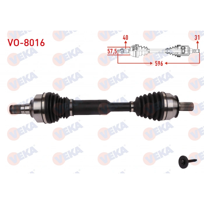 KOMPLE AKS SOL ON UZUNLUK 596mm VOLVO XC60 D3 - D4 -T5 -T6 A-T 2015-