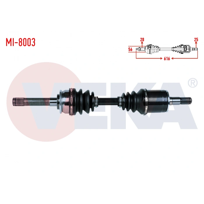 KOMPLE AKS SOL ON UZUNLUK 614mm MITSUBISHI L 200 (K7T,K6T) 2.5 TD 4X4 1996-2007/ PAJERO II (V3W,V2W,V4W) 2.5 TD 1990-1999