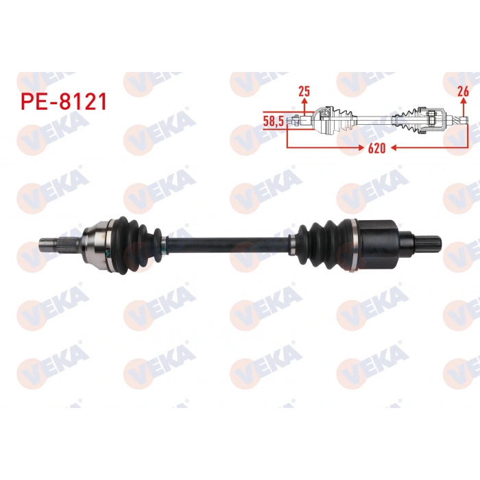 KOMPLE AKS SOL ON UZUNLUK 620mm PEUGEOT 207 1.6 VTi 2007-2012 / 2008 1.6 VTi 2013-